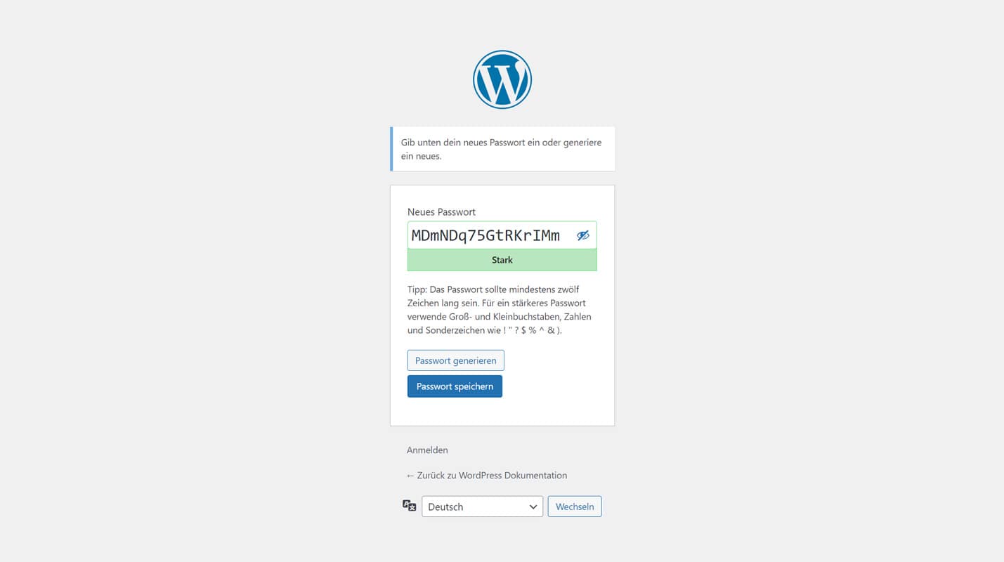 WordPress Tutorials - Passwortvergabe