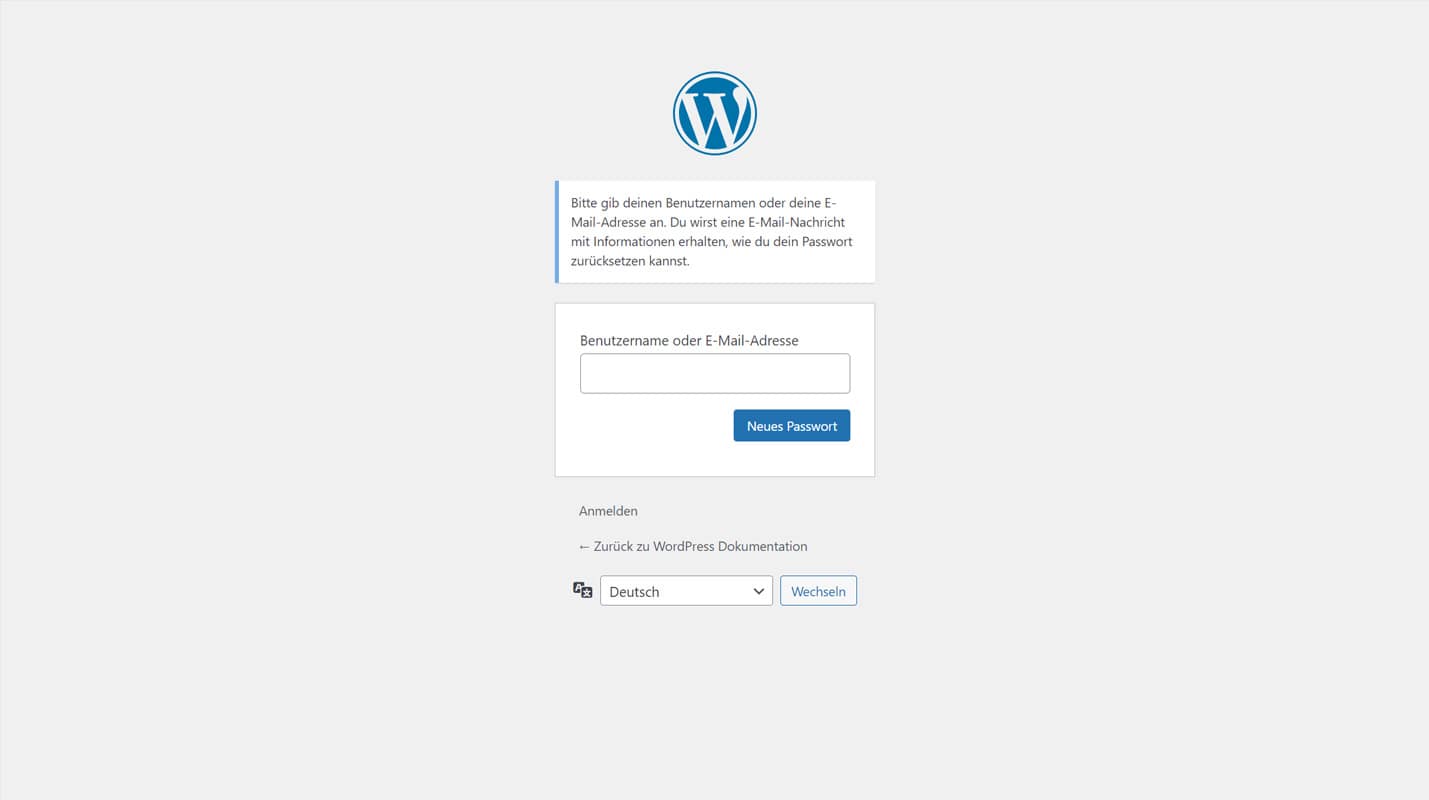 WordPress Tutorials - Passwort vergessen