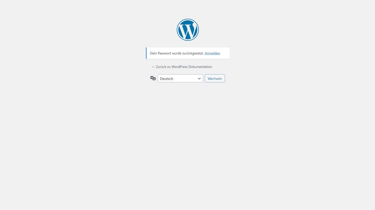 WordPress Tutorials - Passwort vergessen - Erfolgsmeldung