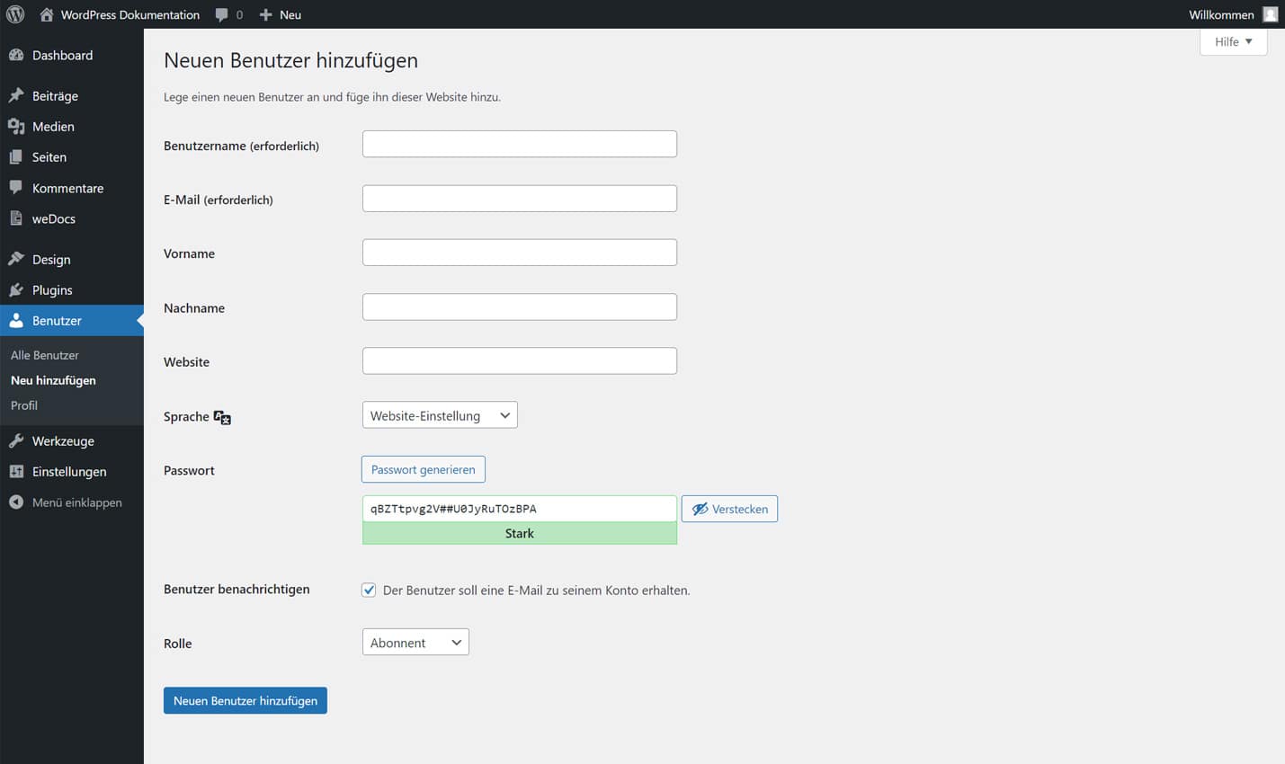 WordPress Tutorials - Benutzer Eingabemaske