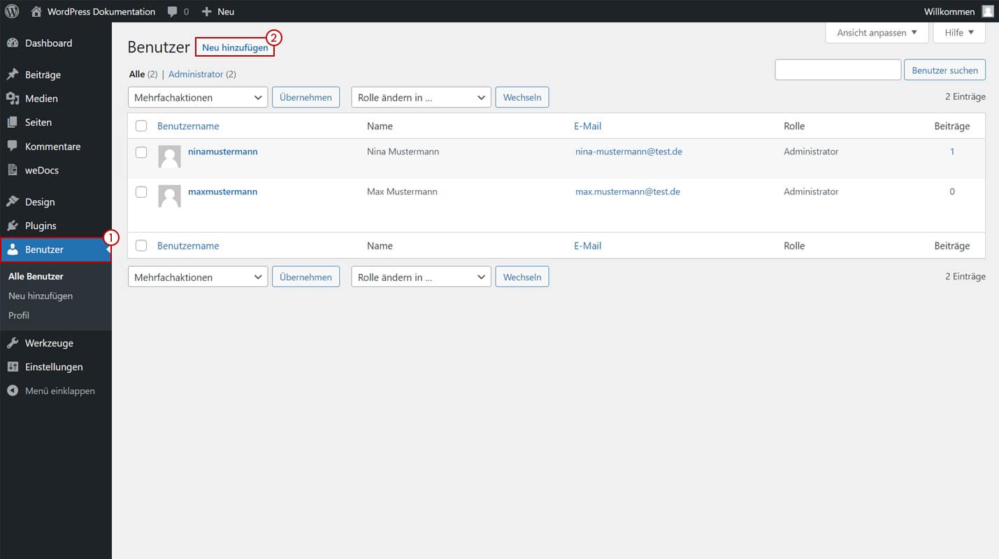 WordPress Tutorials - Benutzer hinzufügen