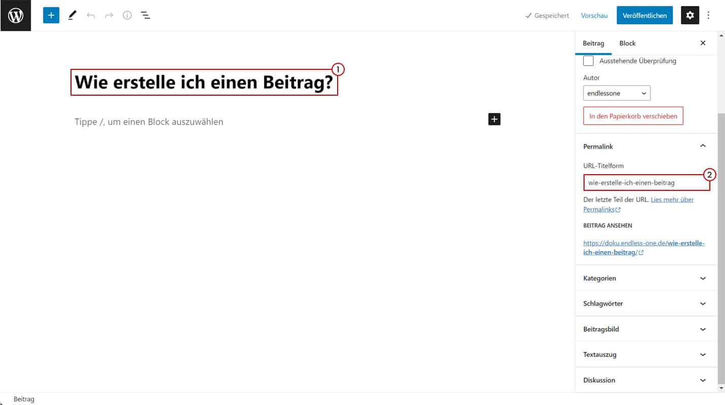 WordPress Tutorials - Beitragstitel und Permalinks