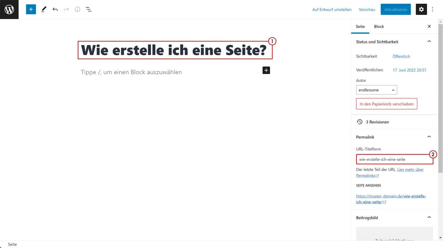 WordPress Tutorials - Seitentitel erstellen und Permalink generieren